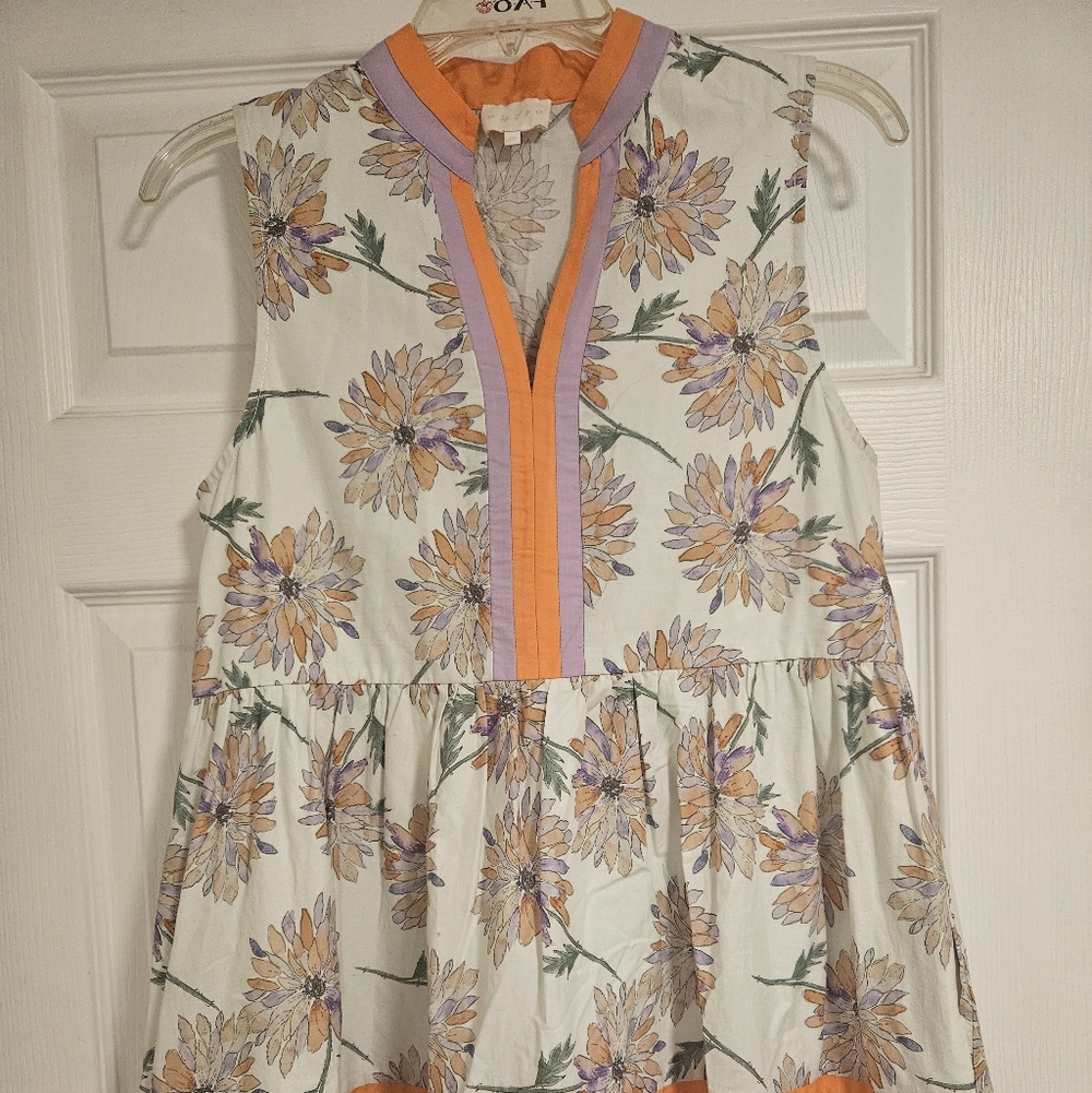 Entro Floral Maxi Dress with Orange and Purple Accents - Picture 2 of 3